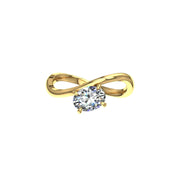 Solitaire Raffaella bague diamant synthétique ovale 1.00 carat or jaune